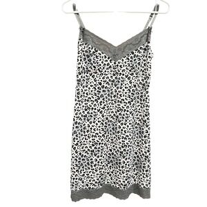 Lace‎ Trim Chemise Leopard Print Sleeveless Slip Dress Sz M